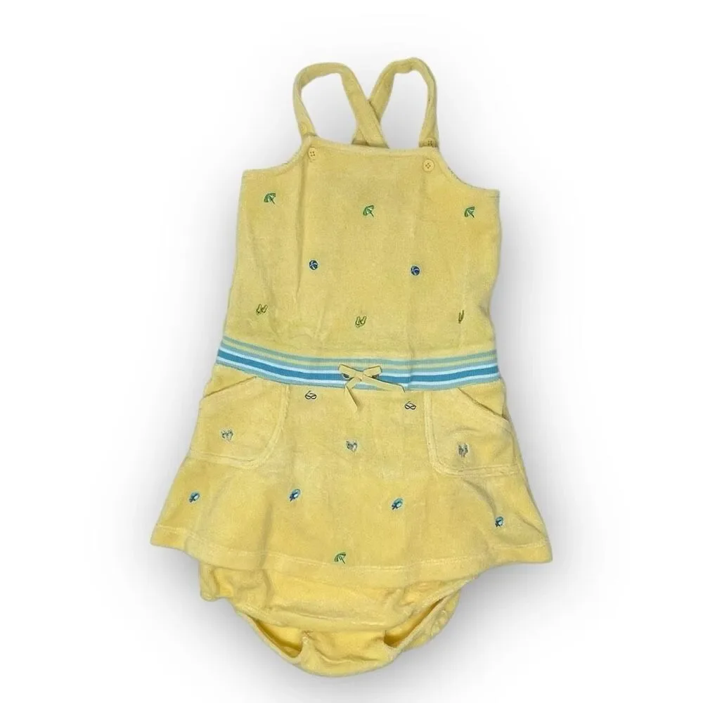 Gymboree Pool Party Yellow Embroidered Terry Dress Vintage 2004 18-24 Months